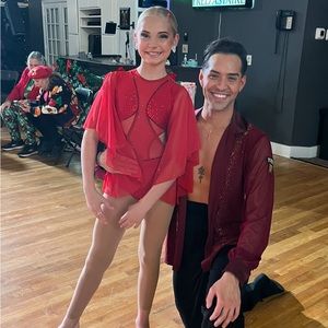 Red with stones Size 10 girls dance costume.